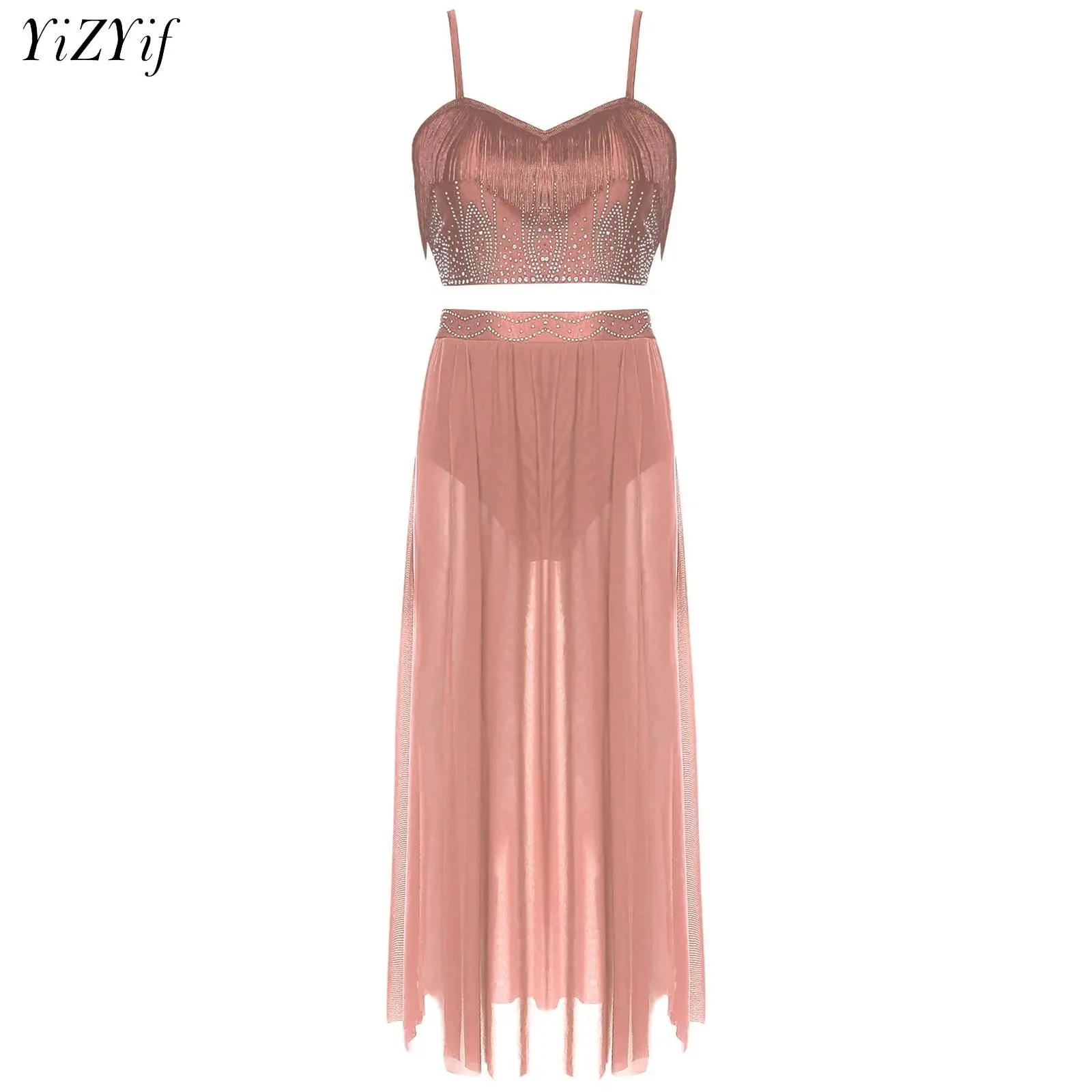 

Dance Suit Women Elegant Classical Modern Contemporary Lyrical Dance Practice Mesh Tops and Skirt Suit Ballet Performance Wear