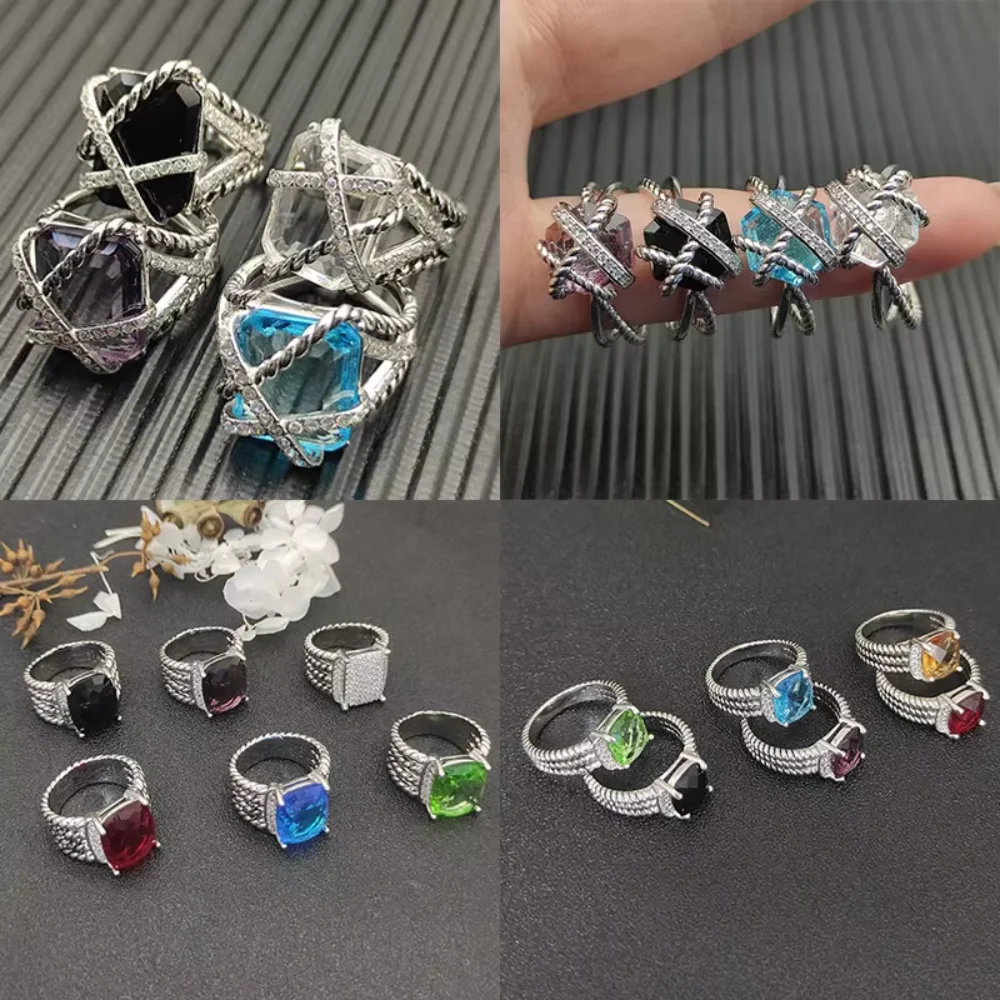 

High-quality Fashion Crystal Rhodium-Plated Ring Couple's Men and Women Rings Engagement Jewelry Wholesale