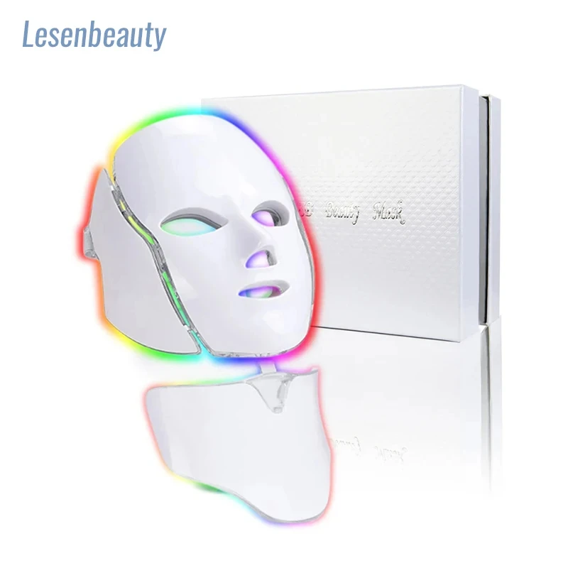 

LED Phototherapy Mask 7color Photodynamic Mask Facial And Neck Skin Whitening Acne Mask Pore Contraction Photon Beauty Container