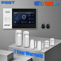 PGST WiFi 4G Tuya Smart Life Home Alarm Security System Kit Alexa Home Automation Alarm Security Protection Door Motion Sensor