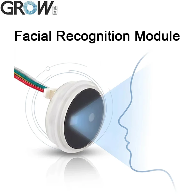 GROW FP001S-White Small USB/UART DC3.3V Round Indicator Light Single Lens Facial Recognition Module Scanner With 500 Capacity