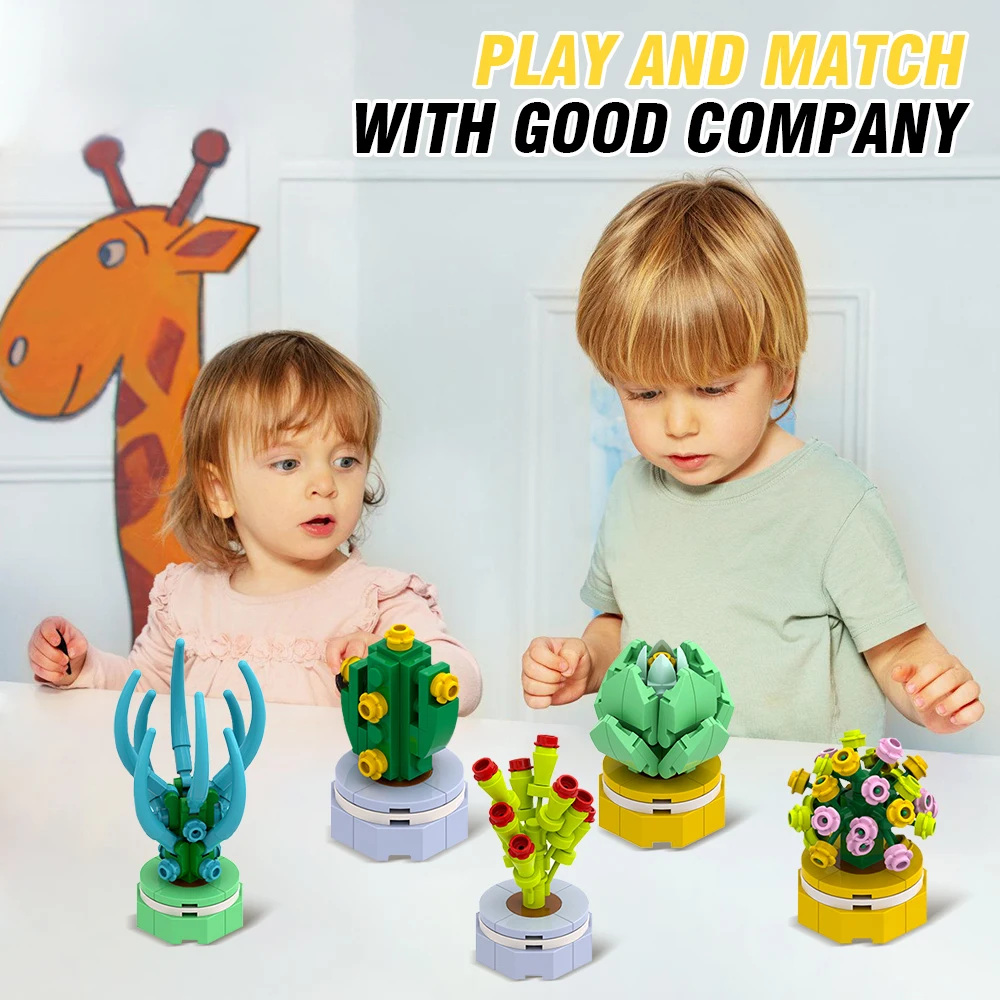 Fiore succulente in vaso modello building block fai da te bouquet eterno casa scrivania pianta decorazione mattoni ragazza regalo giocattolo per bambini 24 borse/scatola