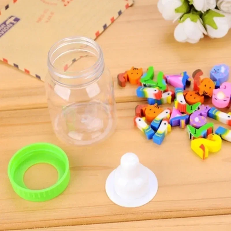 28Pcs/Bottle Cute Mini Cartoon Numbers Rubber Eraser with Plastic Bottle Creative Products for Kids Students School Supply Set