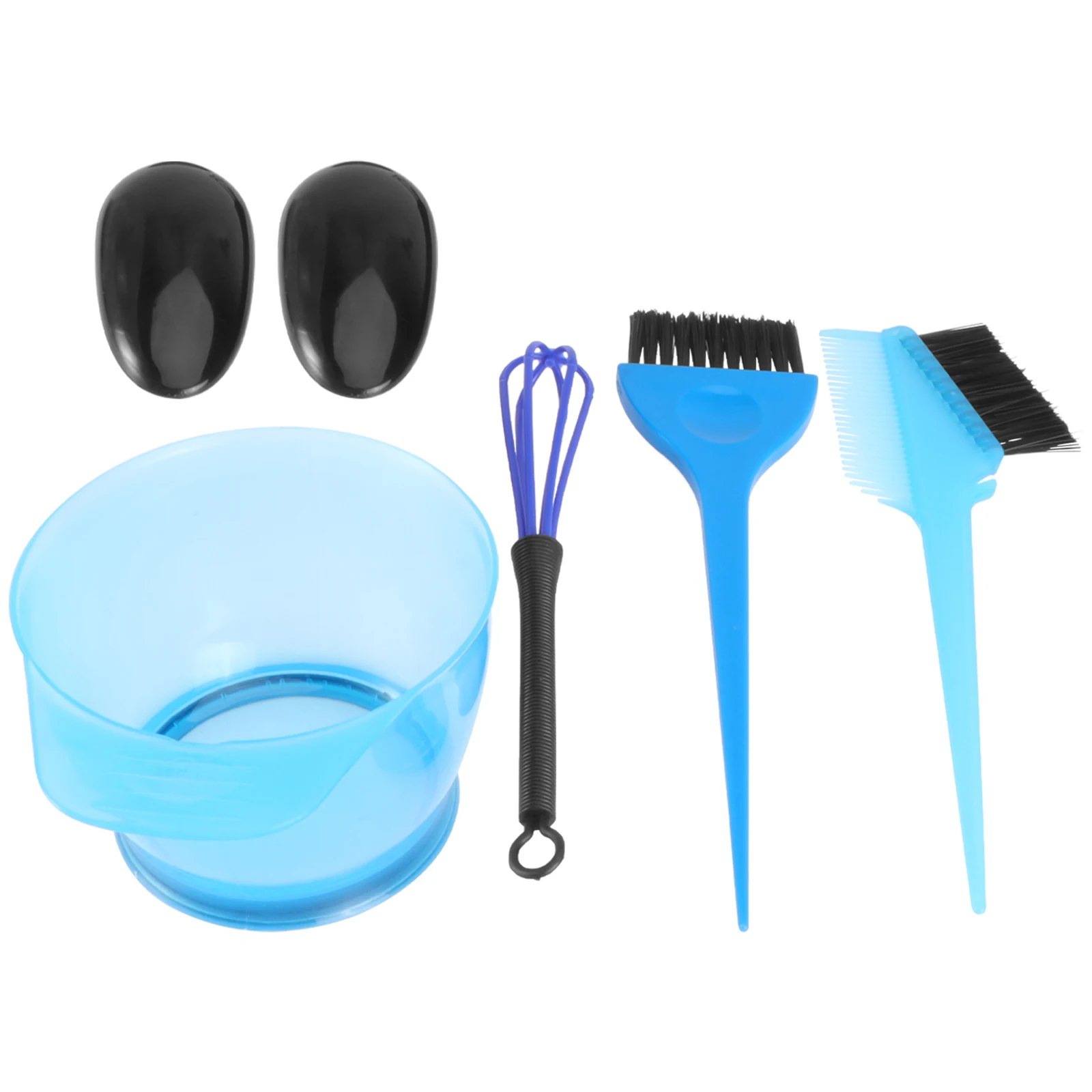 Kit per colorare i capelli da 5 pezzi Set completo di strumenti per tinture Nessun disordine Ciotola per tinture per capelli in plastica riutilizzabile facile da pulire per uso in salone o fai da te Blu