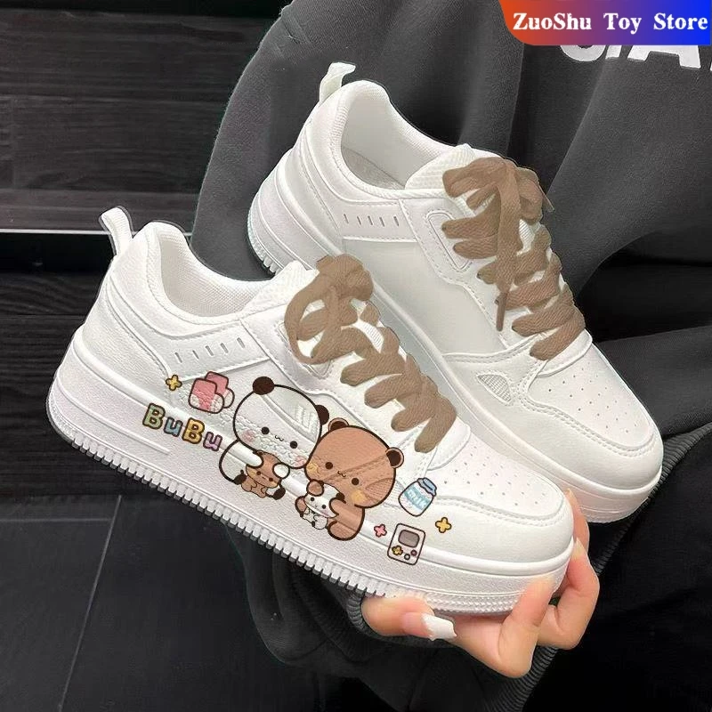 Originale Panda Bubu E Yier Piccole Scarpe Bianche Carino Bubu E Dudu Cartoon Panda Orso Modello di Bambola Ragazza Ragazzo Coppia Scarpe Regalo