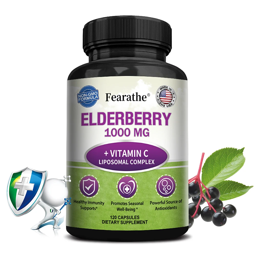 Black Elderberry Capsule - Promotes Smooth Skin, Boosts Immune System, Antioxidant and Promote Nutrient Absorption