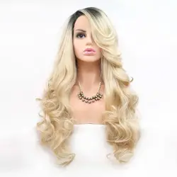 Mbre Blonde Lace Front Wigs Long Body Wavy Mixed Platinum Blonde Synthetic Lace Front Wig Heat Resistant Fiber Hair Wigs