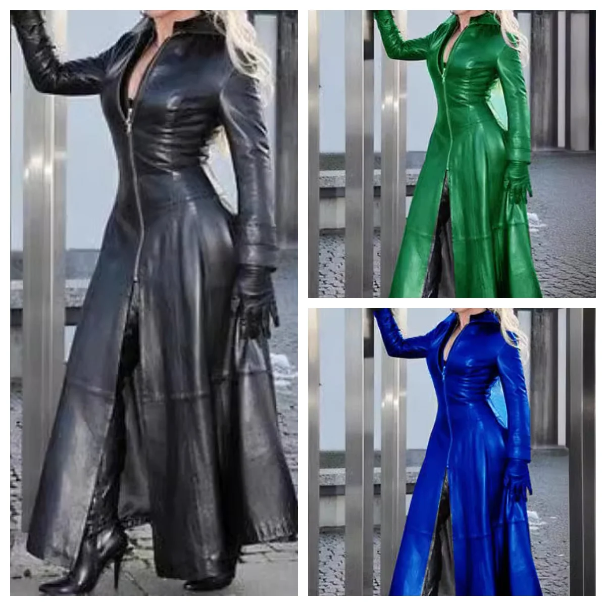 

Women's Slim Fit PU Leather Jacket Stand Collar Lapel Asymmetrical Zipper Long Coat Solid Color Outdoor