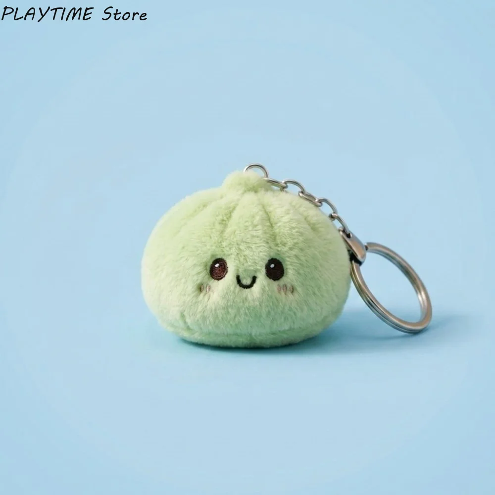 Plush Steamed Buns Squishy Keychain Soft Fluffy Sensory Fidget Relaxing Gift Hanging Bags Cute Bun Pendent for Birthday Gift