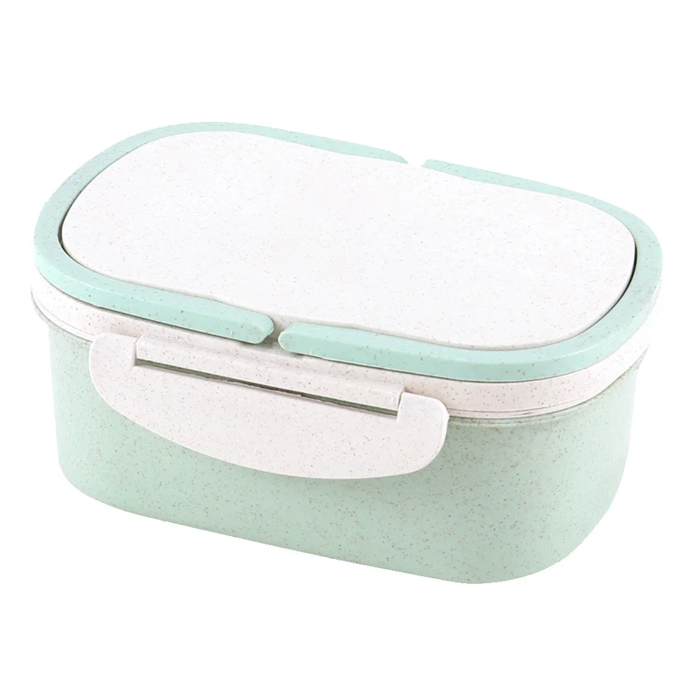 

Thermal Lunch Box Double Layer Compartment Eco-Friendly Portable Bento Box Food Storage Leakproof for School Office Picnic Green
