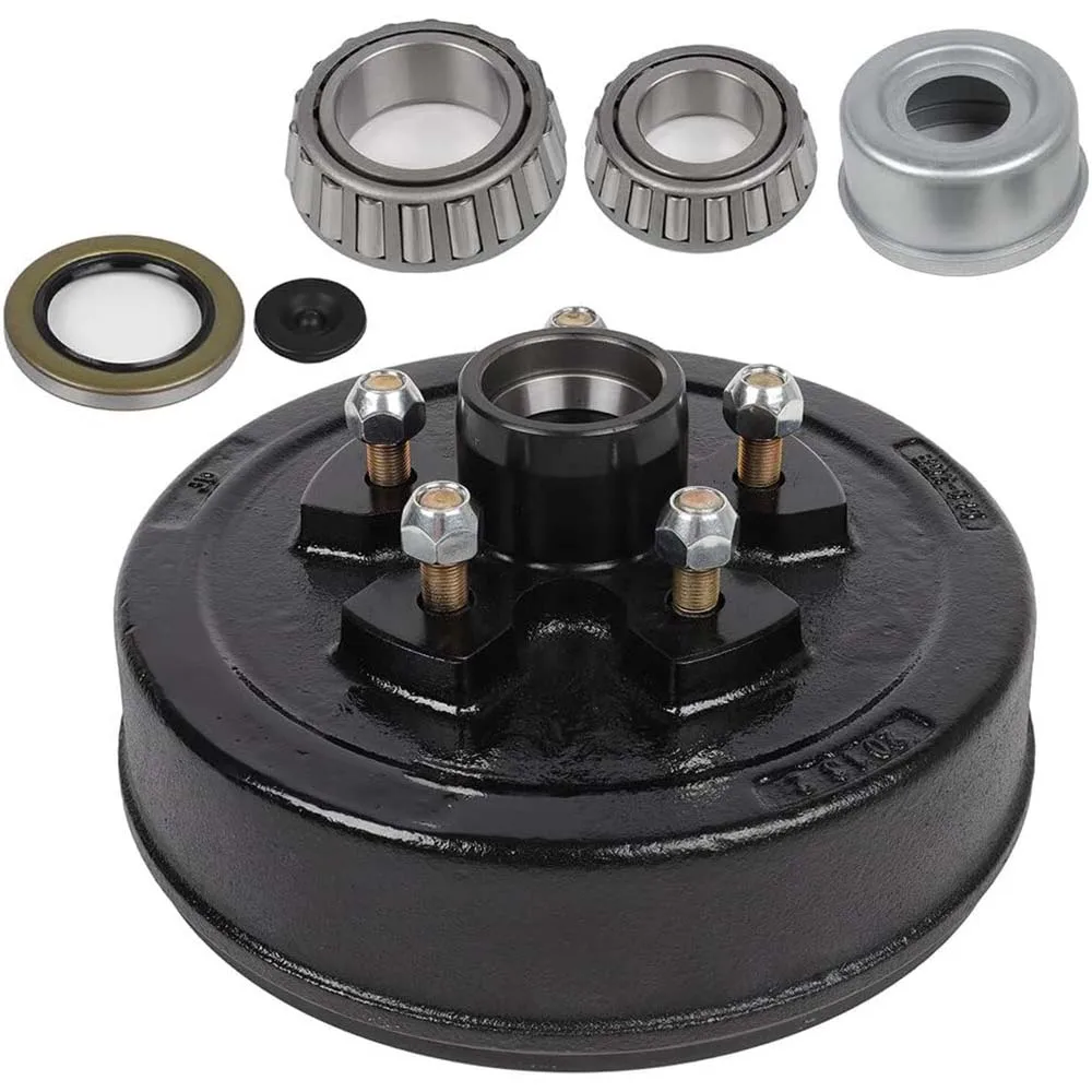 SCITOO Trailer Hub 5 Lug - 4.5 Bolt Pattern With Brake Drum Boat Trailer Hub Kit Outer Cone Bearings L44649 Inner Cone Bearings