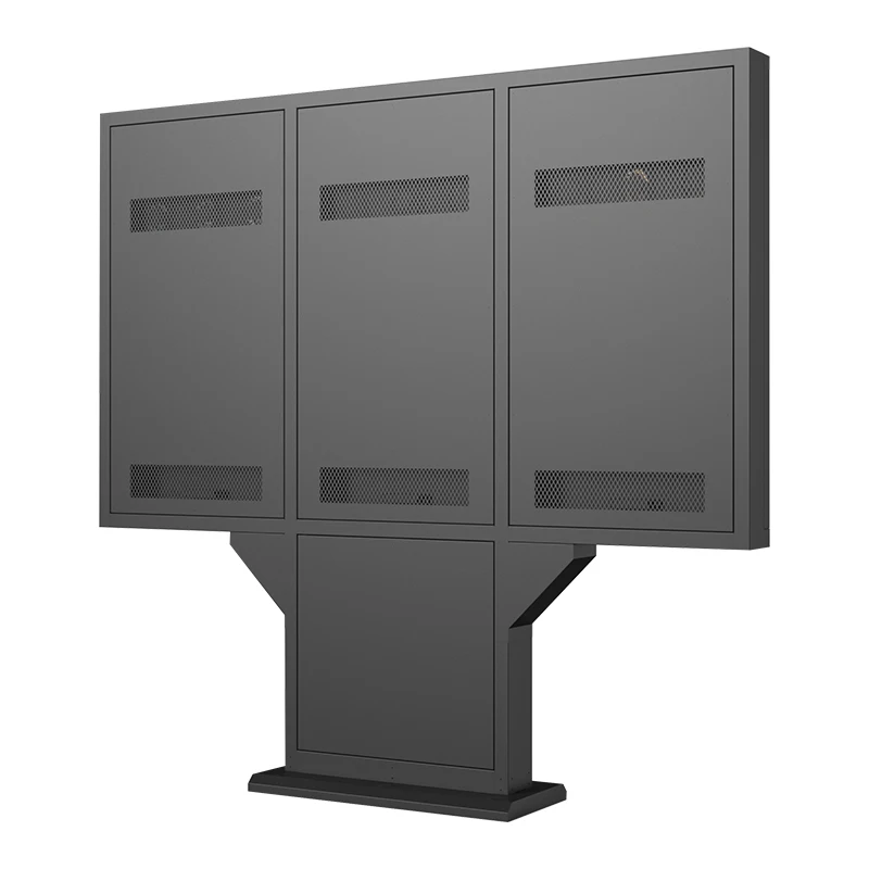 Three Screen Outdoor Totem Commercial Advertising Video Player IP66 Waterproof 4k High Brightness LCD Digital Signage