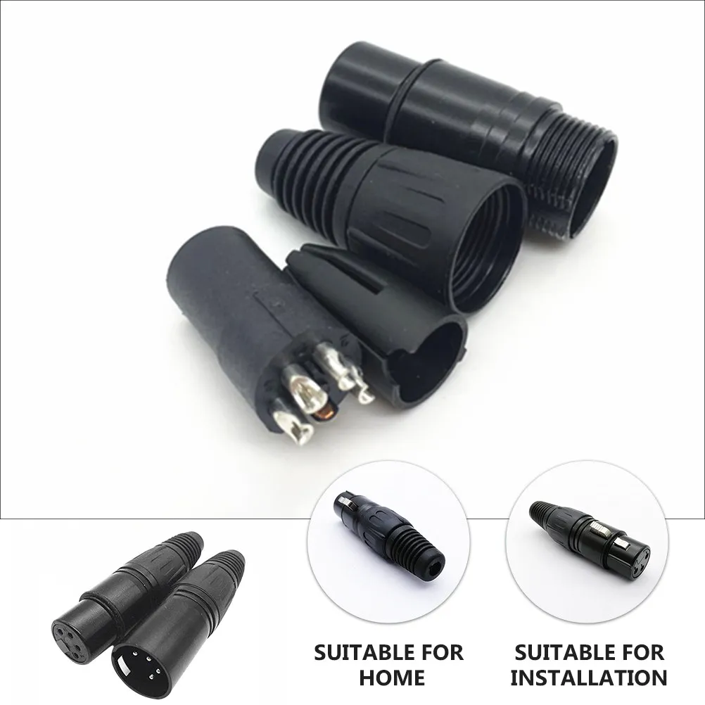 2Pcs Professional Xlr Audio Connector Kit Male and Female Solder Type Mic Cable Plug Exquisite Workmanship Smooth Plastic Shell