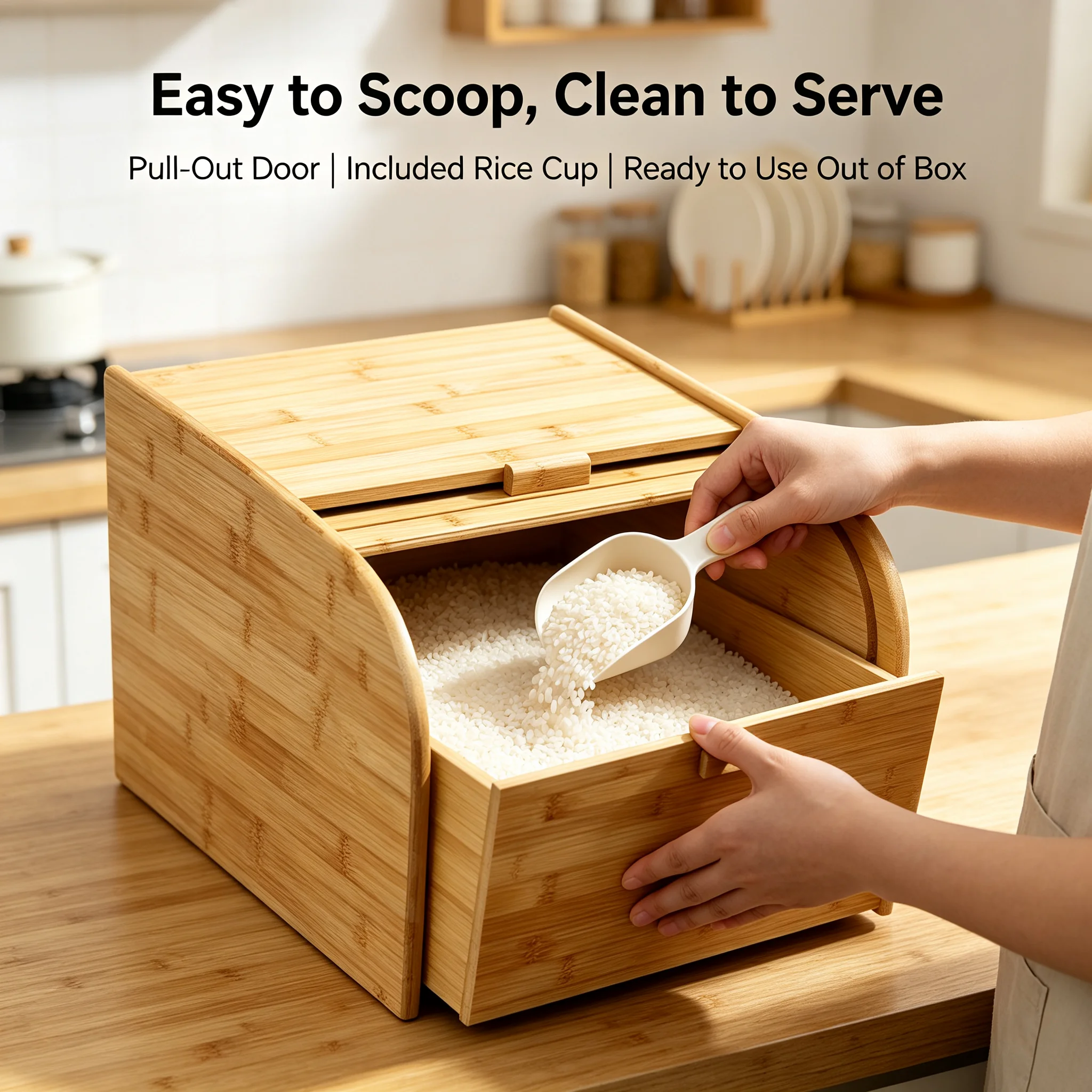 Rice Storage Container Bamboo  - Food Storage Without Pantry ulasan dan harga