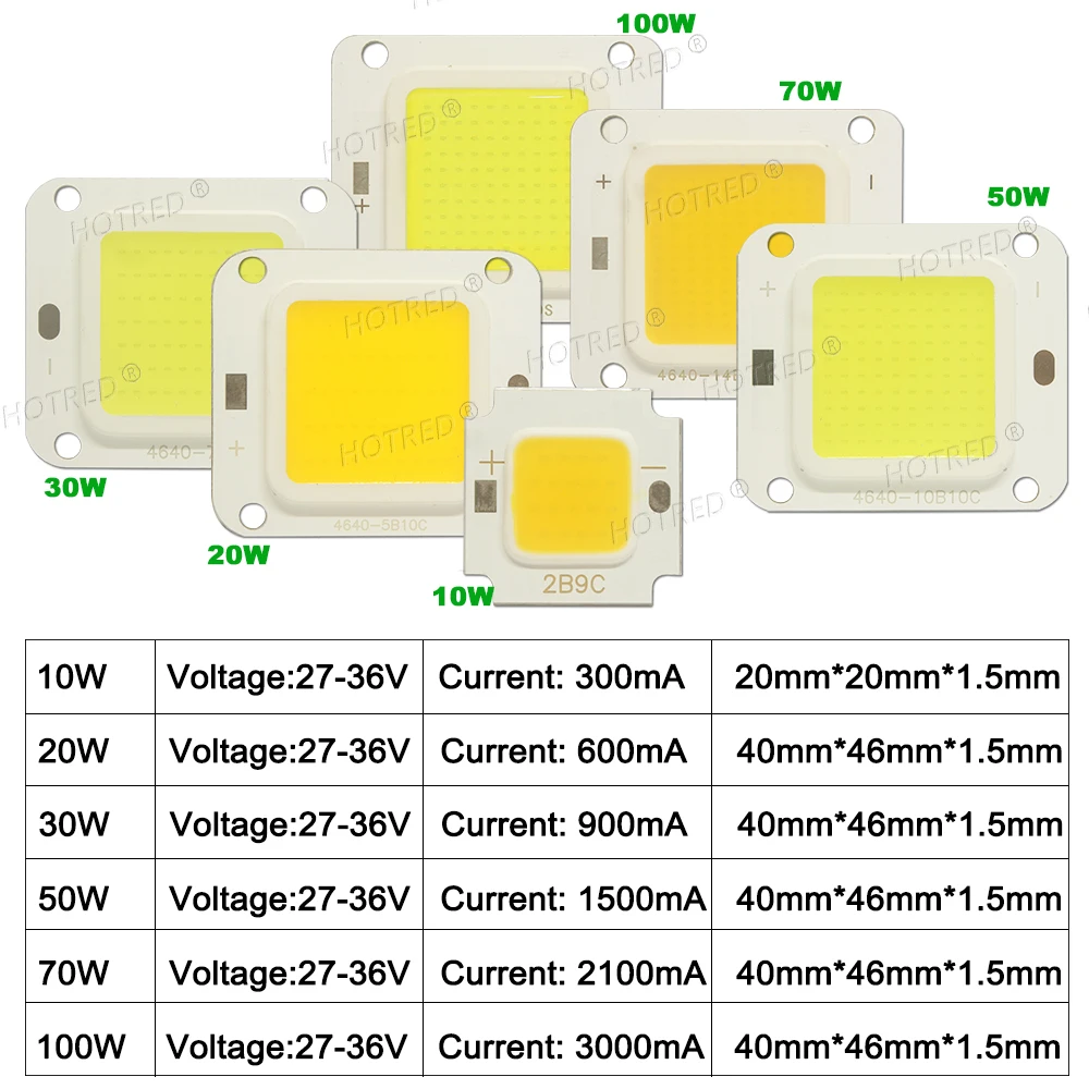 LED COB Chip 10W 20W 30W 50W 70W 100W DC30V 36V Backlight Diode Cold  Warm White Street Lamp Matrix For DIY Flood Light Bulbs