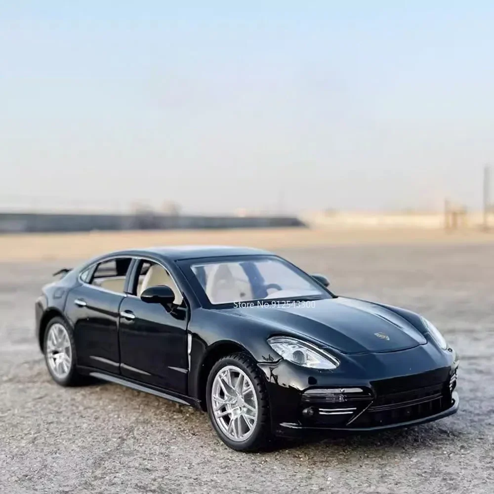 1:24 porsche panamera modelo de carro esportivo em miniatura, liga de brinquedo, portas fundidas, som aberto, luz, puxar para trás, supercar, ornamentos, presentes