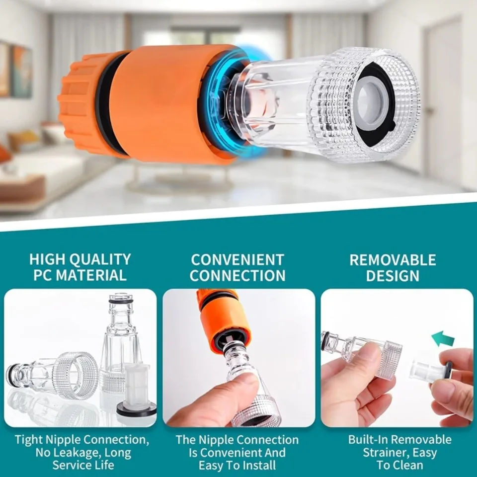3/4" High Pressure Washer Water Filter Inlet Connector Replacement Tool Water Pump Inlet Hose Garden Hose for Garden Adapter