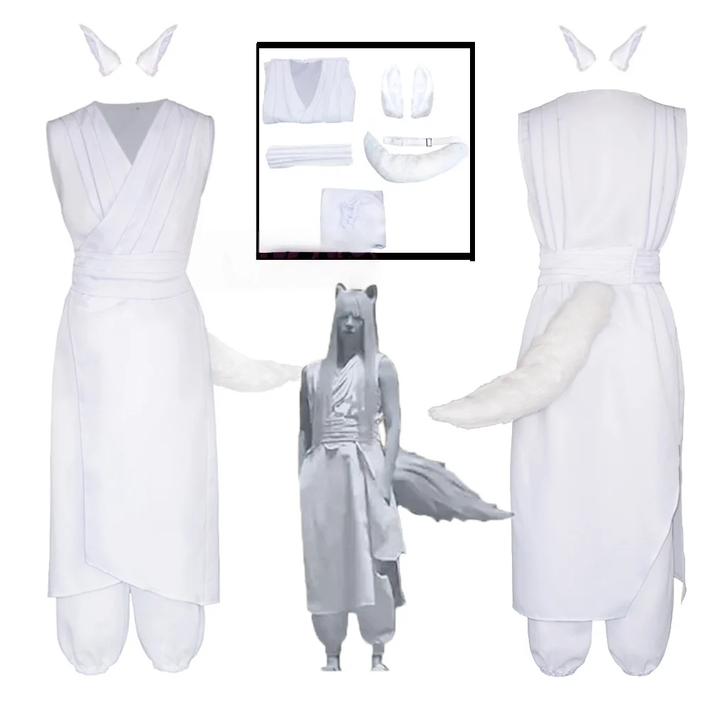 Juego de rol de fiesta Anime Yoko Kurama Shuichi Minamino Cosplay orejas y colas YuYu Hakusho disfraz uniforme de cola de zorro blanco conjunto