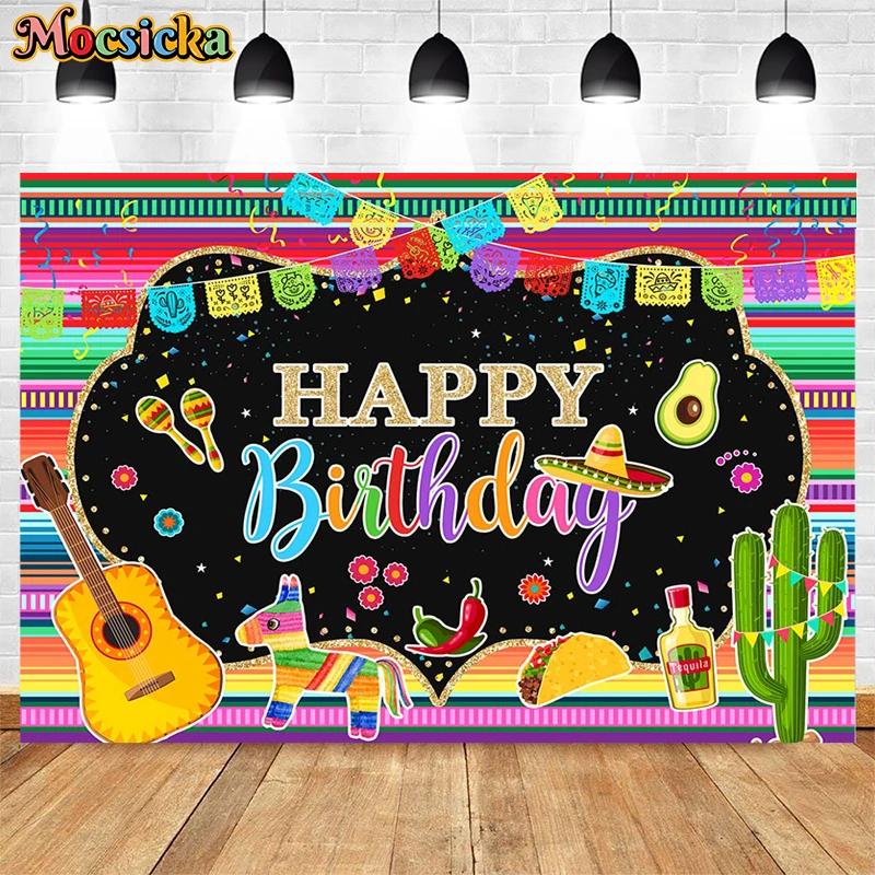 Mocsicka  Photography Backgrounds Mexican Fiesta Holiday Party Posters Tacao Food Birthday Decoration Studio Photo Props