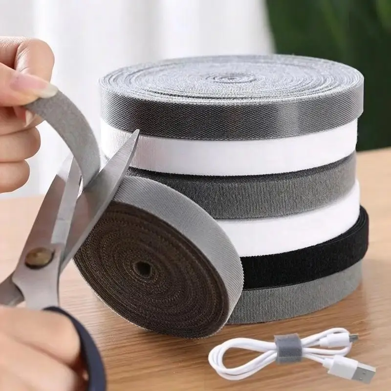 1 Roll 1/3/5 Meters Data Cable Storage Manager Artifact Reusable Cable Tie Nylon Free Cut Desk Wire Organizer Cable Binding Tap