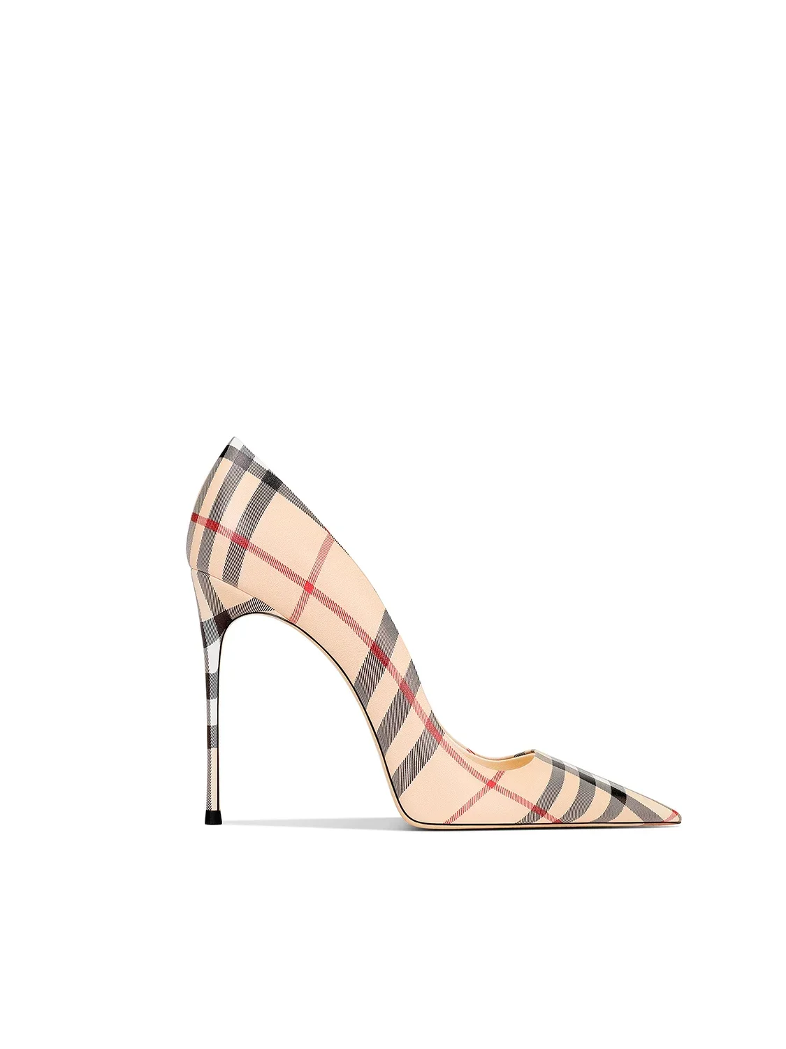 2025 Spring and Autumn New Women's High Heels Plaid Design Pointed Thin Heels Fashion Trend Women's Shoes