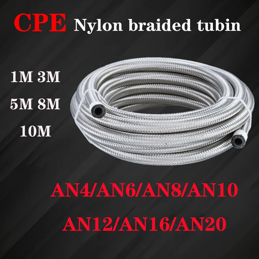 

1M~10M AN4~AN20 Silver Universal Car Fuel Hose Oil Gas Cooler Hose Line Pipe Tube Stainless Steel Braided Inside CPE Rubber