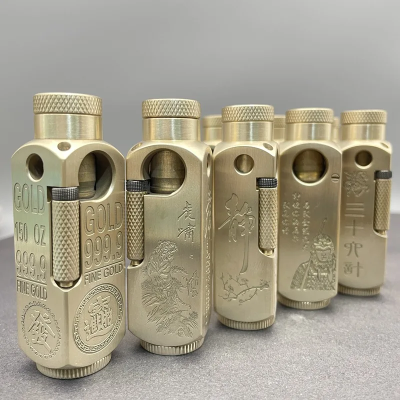 2023Original Copper Finely Carved High-grade Brass Special-shaped Kerosene Lighter Collection Type Manual Lighter