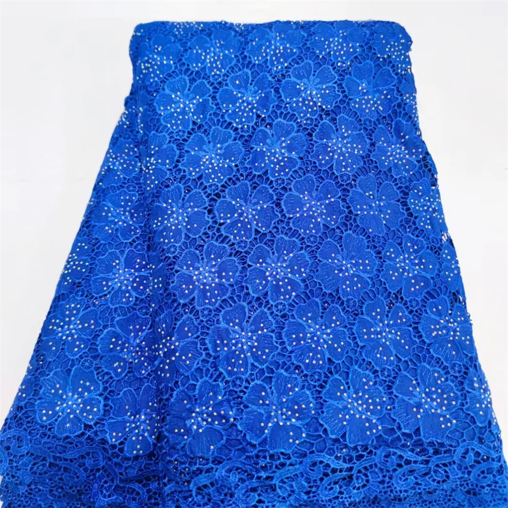 Latest 2024 Nigerian Guipure Lace Fine Cotton Textured African Cord Lace Cupion Fabric 5 Yards Wedding Dress 2024 Luxury W133-1