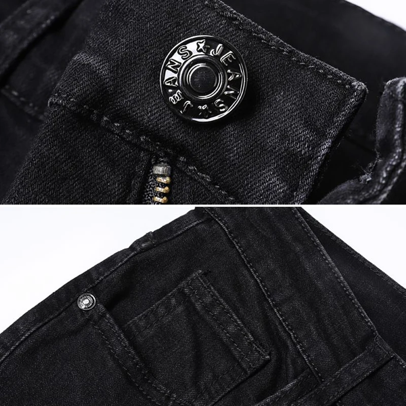 Мужские осенние модные универсальные свободные прямые эластичные джинсы, мужские удобные облегающие джинсовые брюки, умные повседневные брюки