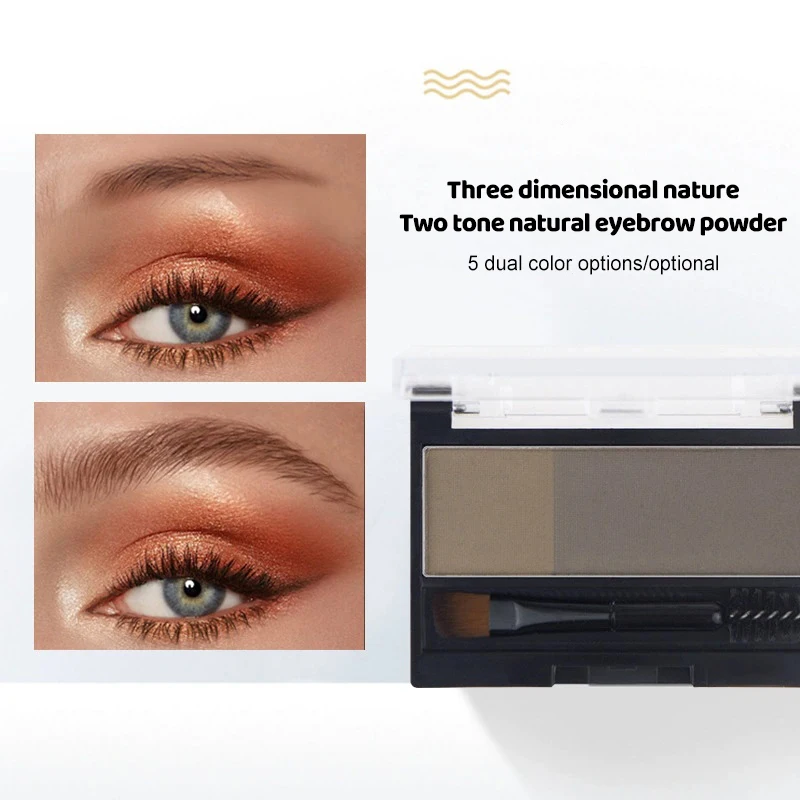 1 セットプロフェッショナルダブルカラー眉毛パウダーパレットスタンプ付き眉毛エンハンサーメイクアップシャドウ眉毛用眉パウダー