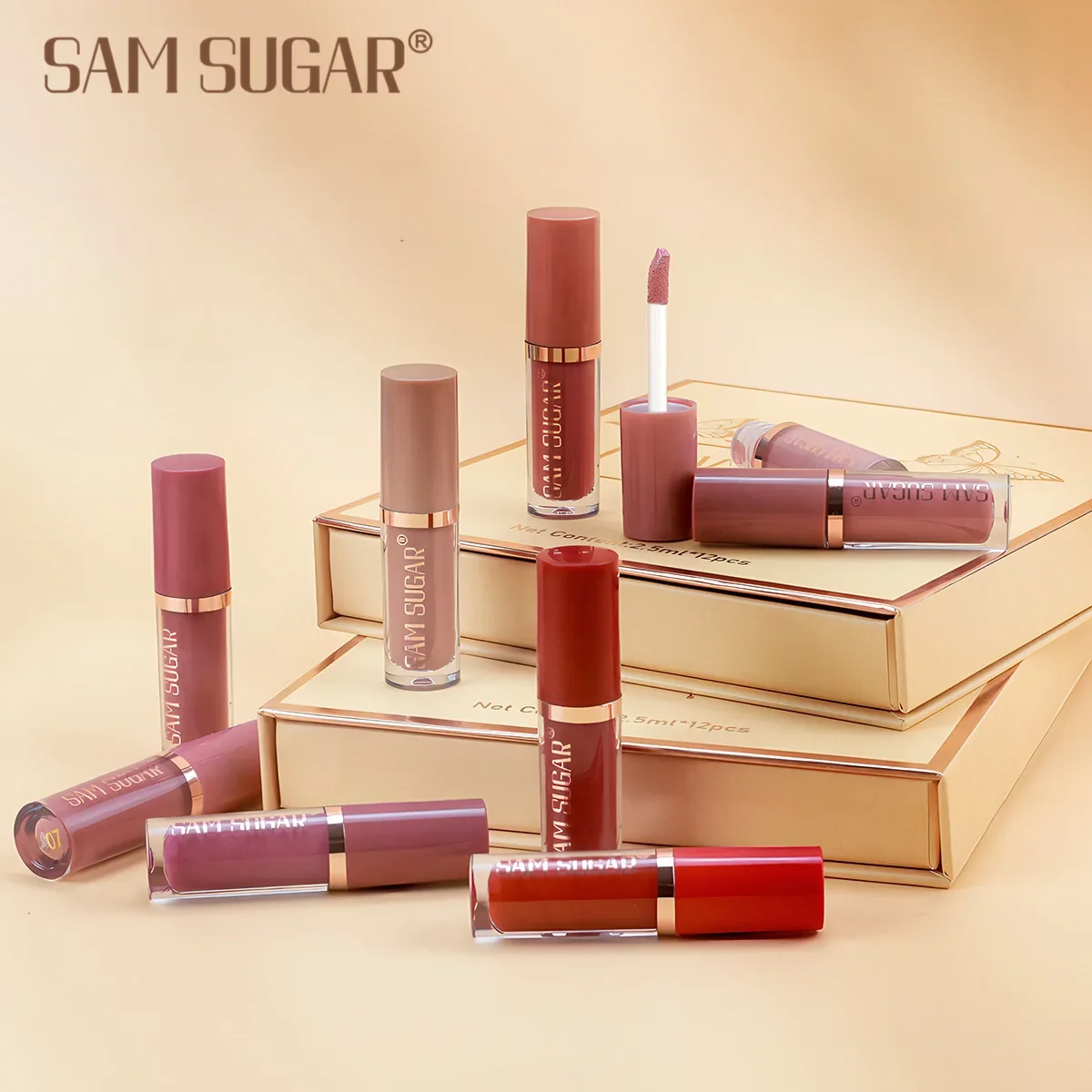 SAM SUGAR Hot Sexy Colors Lip Paint 8pcs Liquid Lipstick Set Matte Waterproof Long Lasting Plump Delicate Lip Gloss Kit