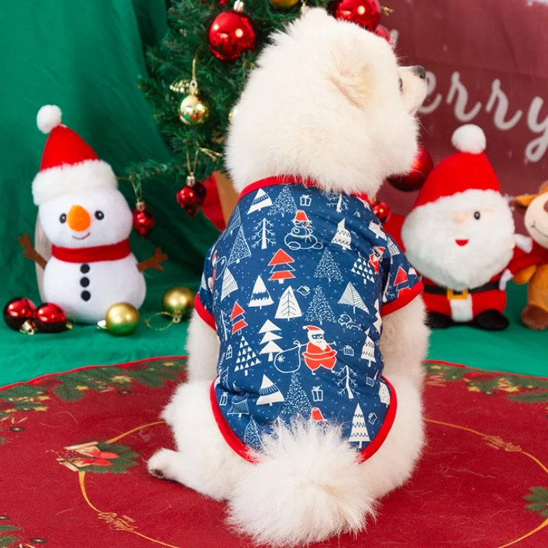 Christmas Dog Clothes for Small Dogs Cute Soft Dog Shirt Fashion Print Puppy Costumes Thin Cat Shirt Pet Pullovers Dog Supplies