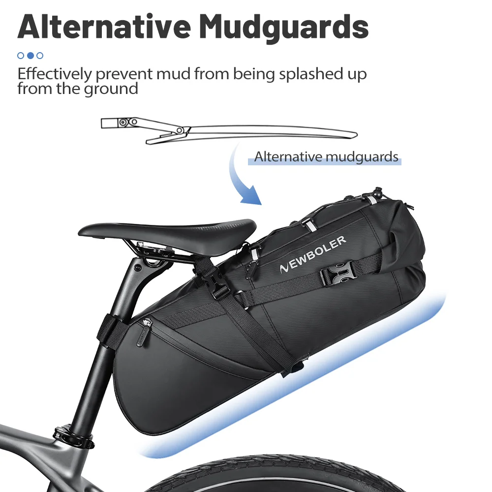 NEWBOLER 18L Fahrrad-Satteltasche, wasserdicht, für MTB, Rennrad, große Kapazität, faltbare Fahrradtasche, Hecktasche, Zubehör für den Kofferraum – Detail 6
