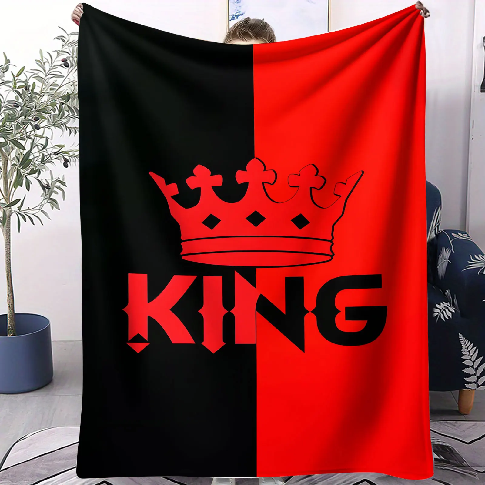 زوجين من الجانب الفانيلا بطانية لي أنت القلب الملك الملكة تصاميم بطانية متعددة الوظائف للأريكة السرير السفر عشاق الهدايا المثالية