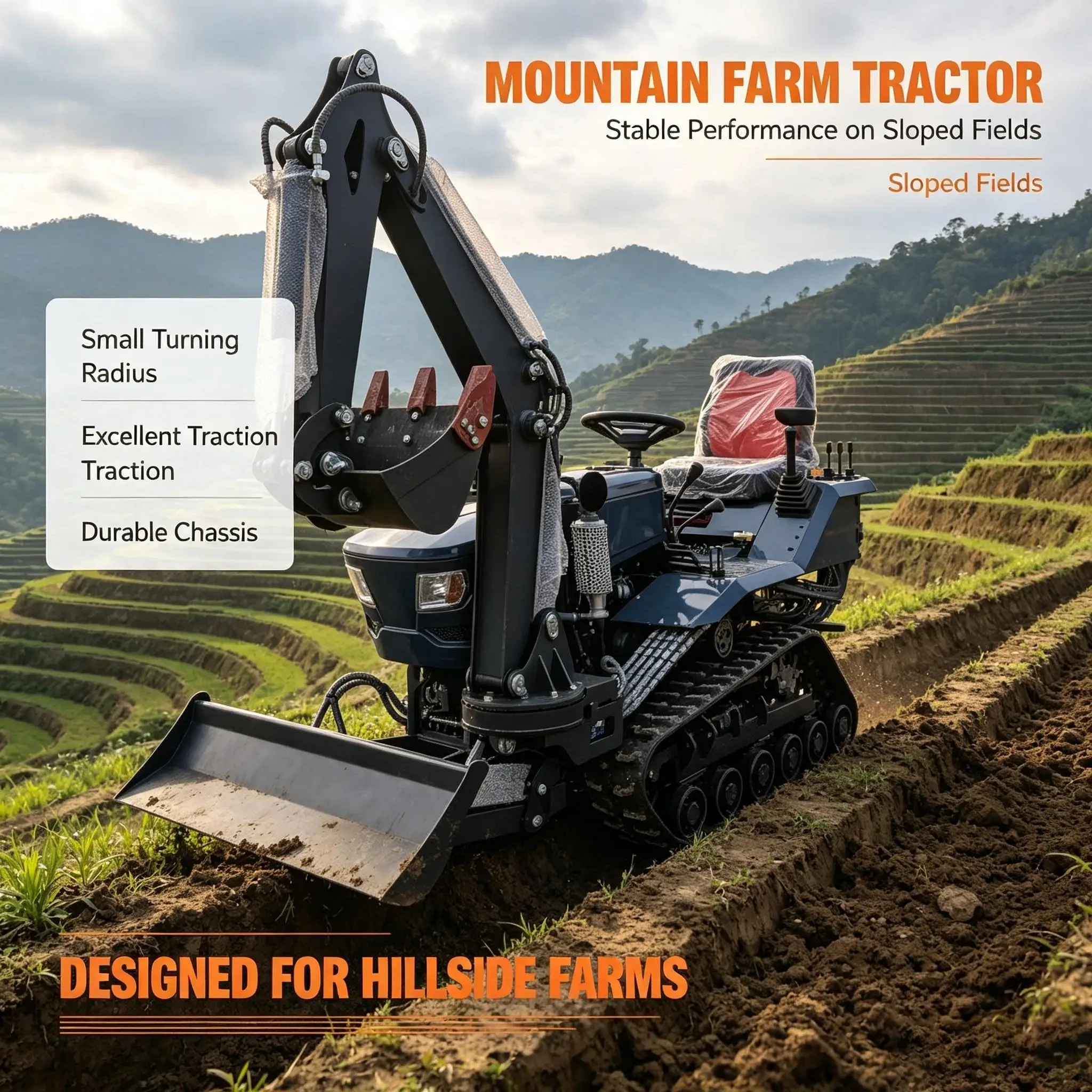 Hot Sale 60HP Crawler Tractor Anti Slip Hillside Tractor for Steep Slope Cultivation