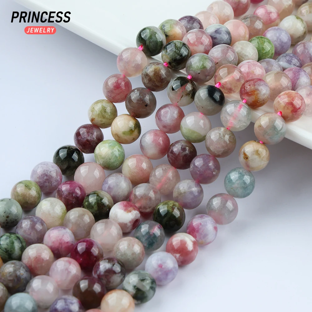 A+ Natural Plum Blossom Tourmaline 6-10mm Loose Beads for Jewelry Making Bracelet Necklace Wholesale Stone Beads DIY Accessories