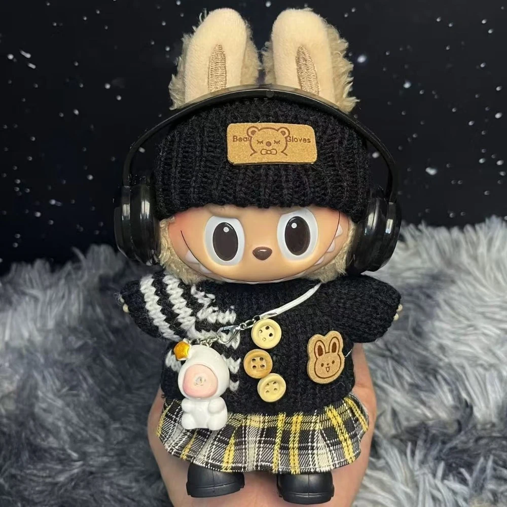 

Для детской одежды Labubu 17 см, милый топ, свитер, наряд для куклы, цветной свитер, осень-зима, одежда для лабу