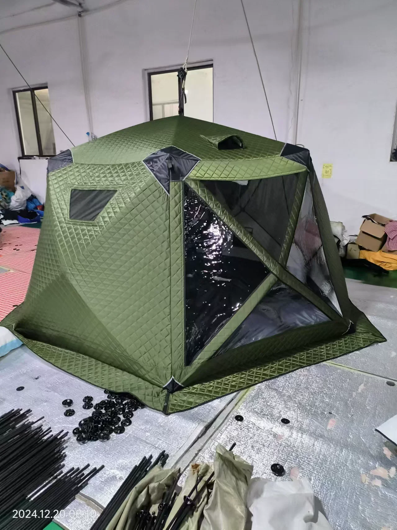 Transparent Window, Fully Automatic Winter Ice Fishing Tent with Chimney Hole, Quick Opening, Portable