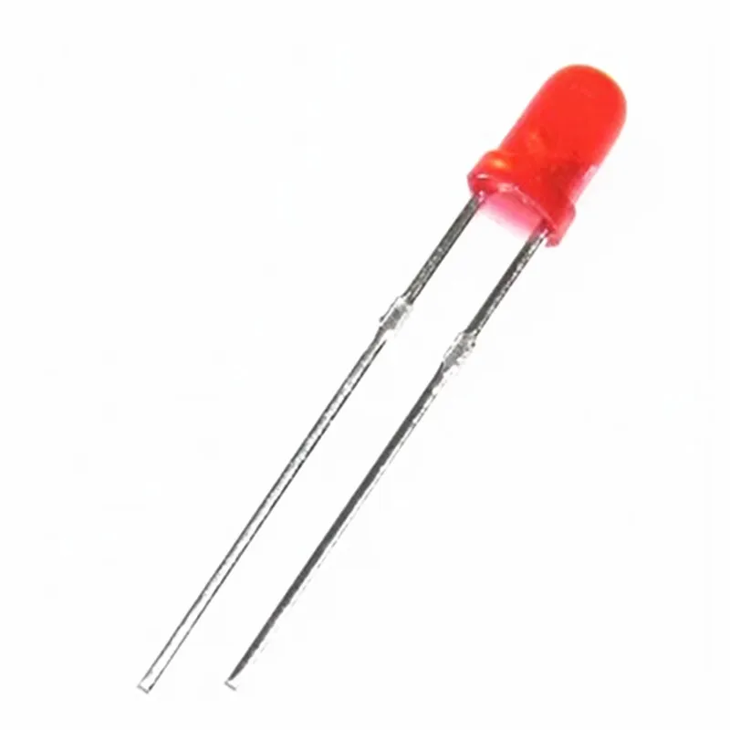 50 pz rosso rosso 3 mm piedi lunghi f3 rosso luce rossa led diodi emettitori di luce, perline luminose luce super luminosa nebbia a testa tonda