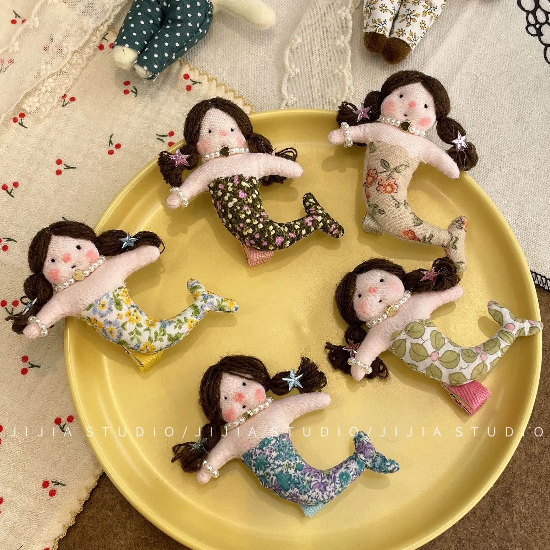 

Kawaii корейская заколка для волос русалки для девочек, пухлая кукла с цветочным дизайном, защита от царапин, стиль Y2K, подарок на день рождения