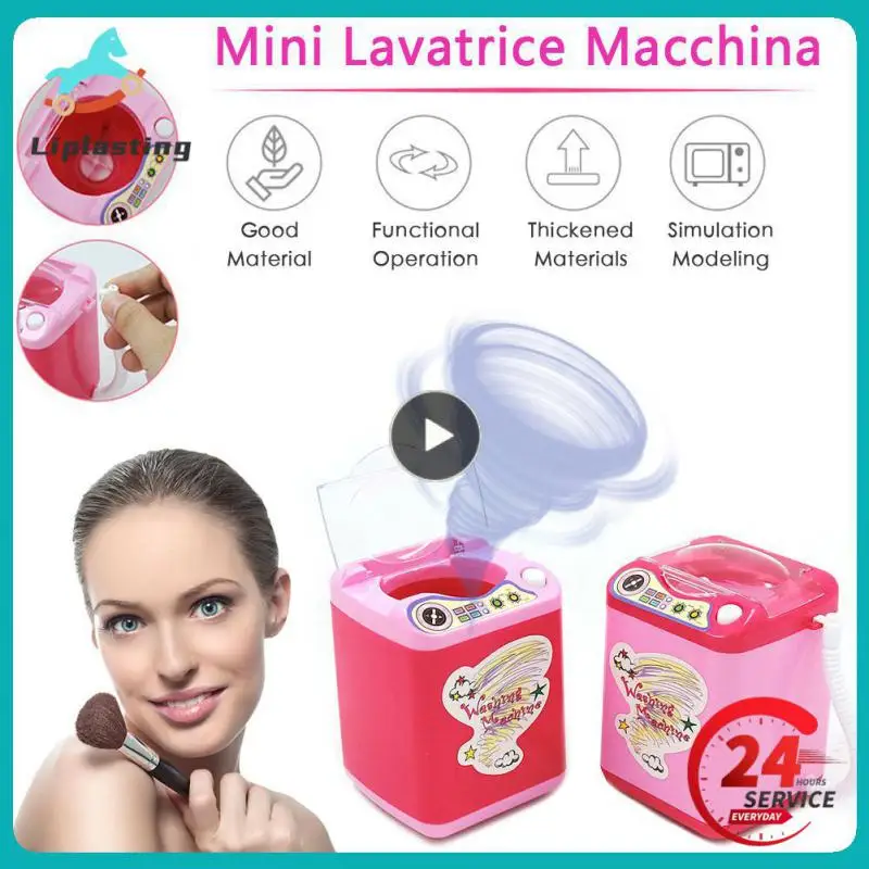 

Mini Electric Washing Machine Child Role Pretend Play Toy for Wash Makeup Brushes Housekeeping Toys Red Toy