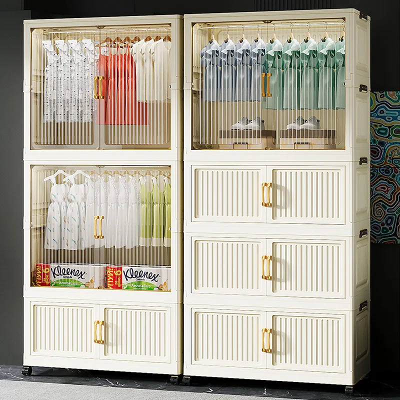 

Living Room Cabinet Foldable Multi Layer Kids Wardrobe No Assembly Clothes Storage Cabinet Living Room Dresser Multipurpose