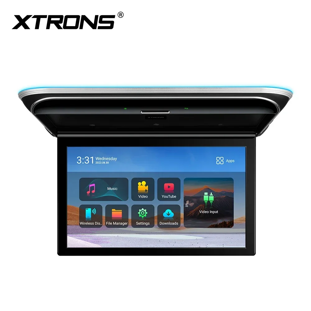 

XTRONS 15.6'' Touch Screen Android Flip Down Car Roof Monitor 32GB Motorized TV Ceiling Mounts Bus TV Overhead 8K Car Monitor