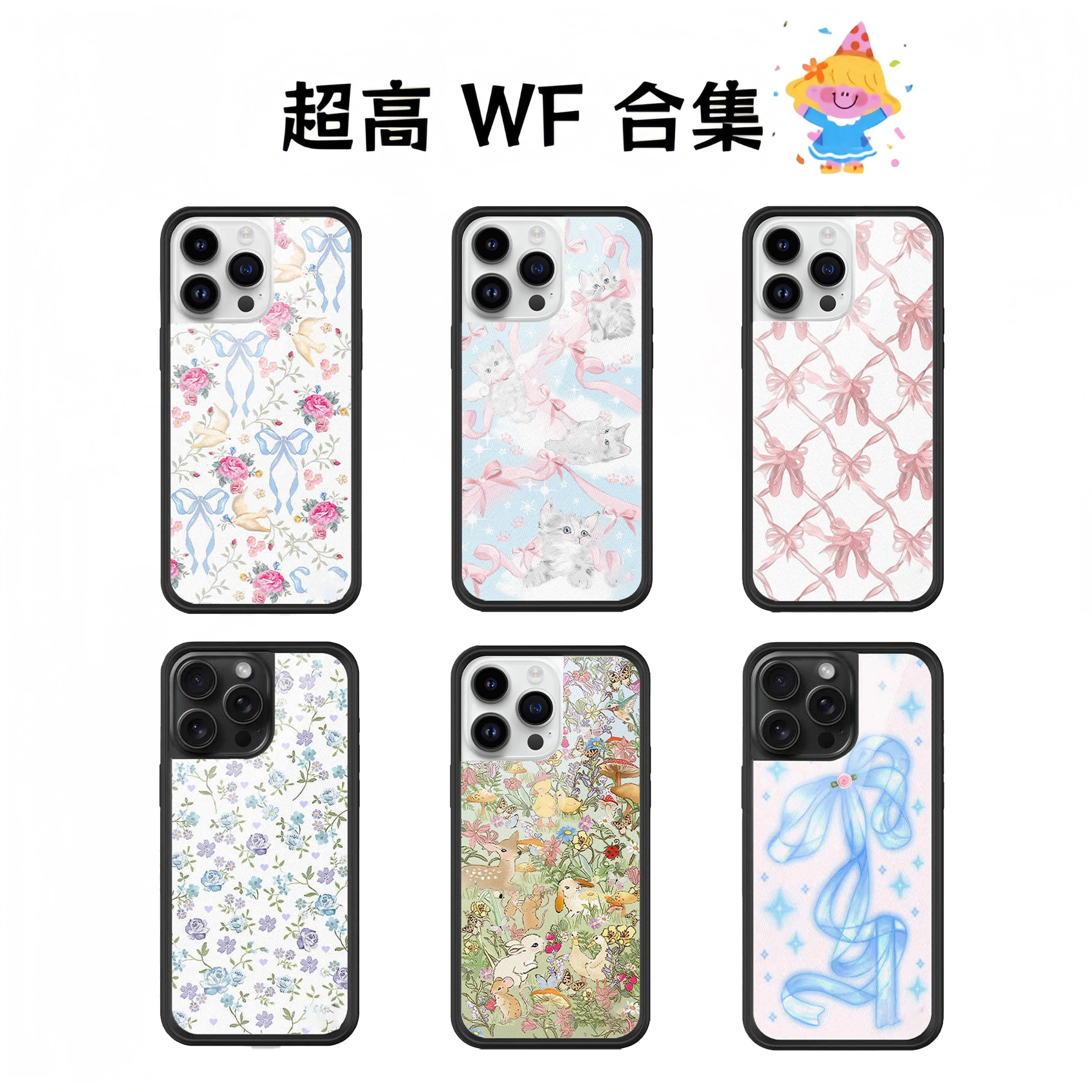

Wildflower 3D Girls bow high heels Phone Case for iPhone 16 15 14 13 12 Pro Max Plus 14pro WF Rabbit Cute Cartoon Cover 16pro