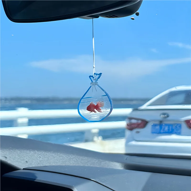 Acrylic Car Ornament Decorative Transparent Cartoon Goldfish Pendant Unique Keychain For Home Decoration New 2025