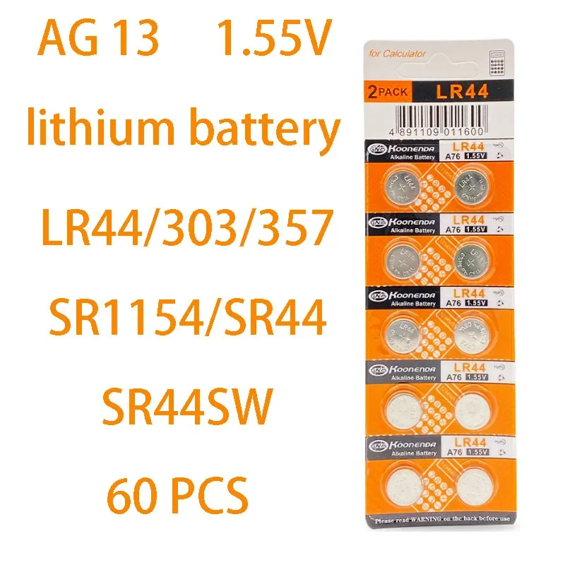 10Pcs LR44 Batteries AG13 Button Cell Battery 1.5V 357 SR44 LR1154 Button Coin Batteries L1154 Battery for Watch Toys Remote