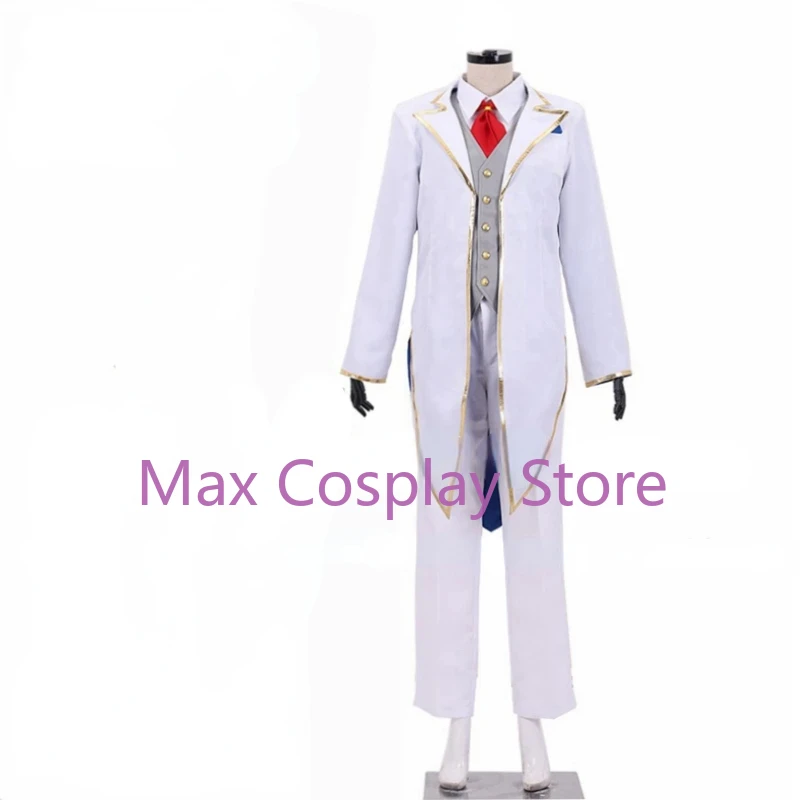 Max Game Goro Akechi Cosplay Costume White Tuxedo Uniform Suit Goro Akechi Wig Cosplay Costume White Outfit Custom Made PF