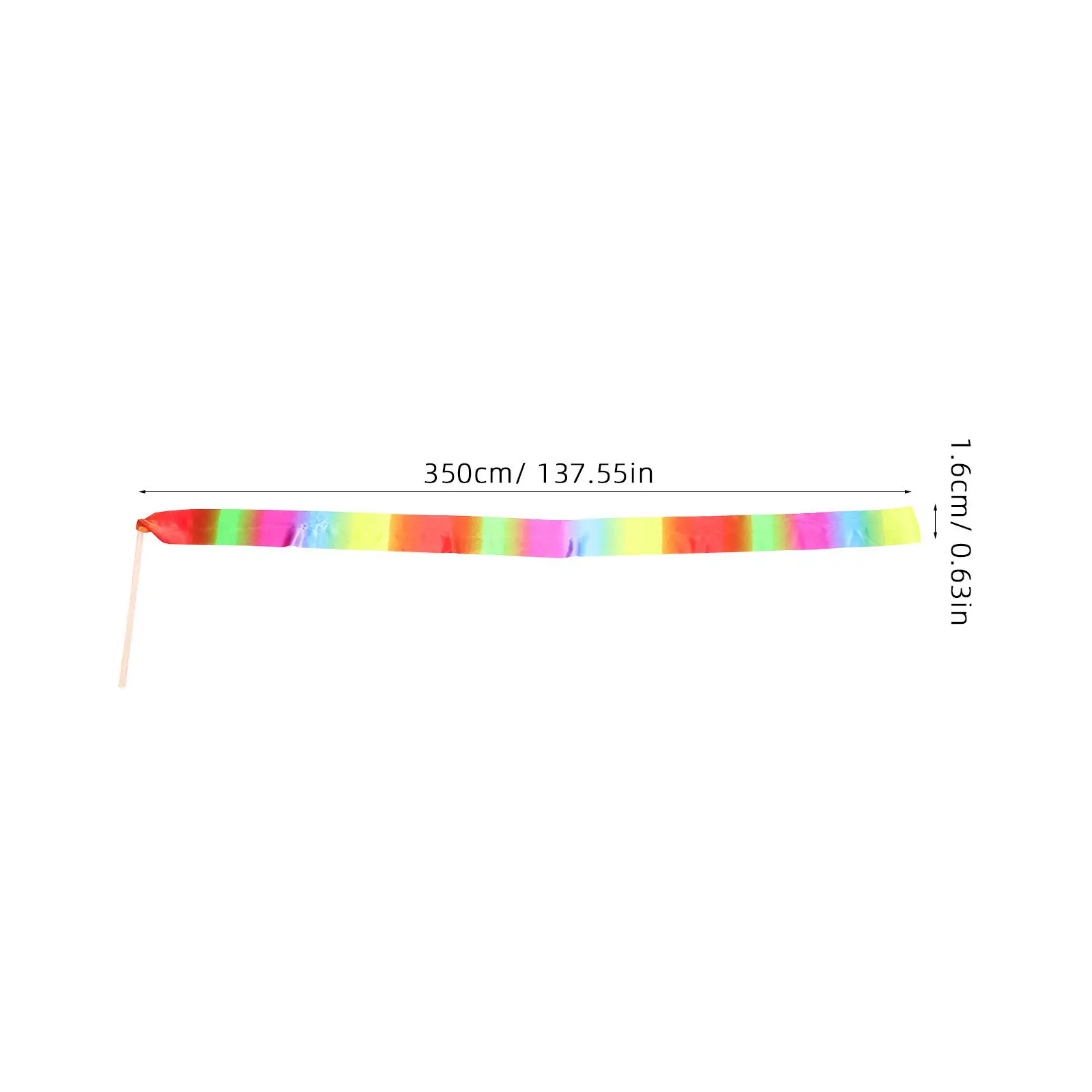 2Pcs Twirling Rod Ribbons Bright Rainbow Satin Gymnastics Dance Ribbons 200x10cm Wooden Nonslip Grip for Ballet Training