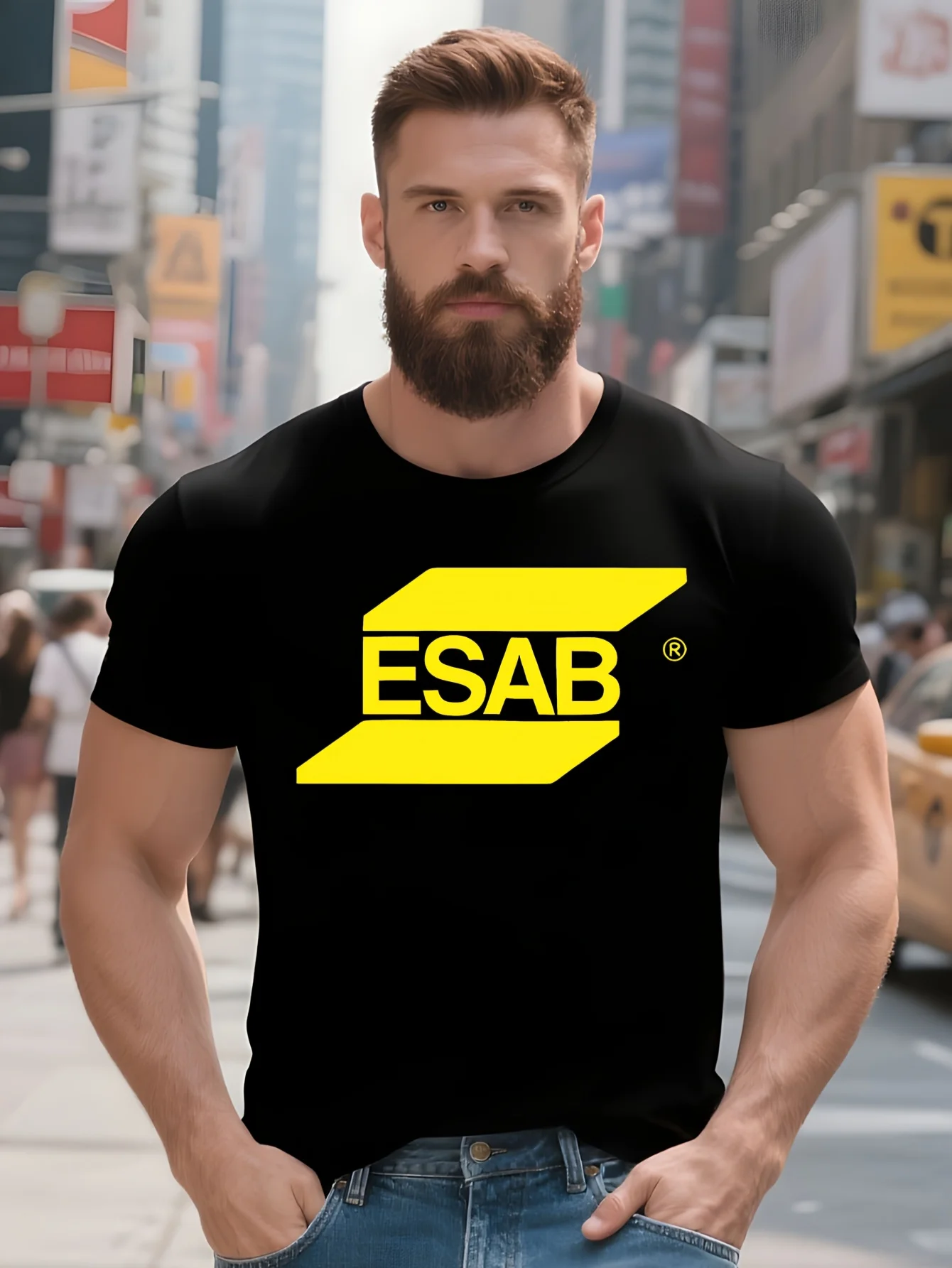 

ESAB, logo, welding cutting equipment, consumables, USA durable cotton material washable and durable crew neck ideal for weekend