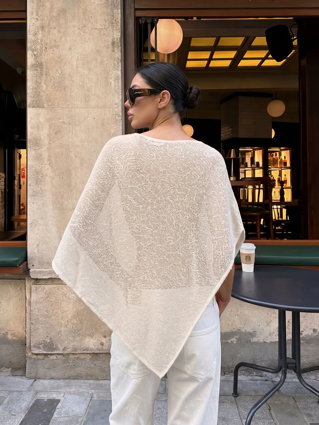 HH Women Knit Translucent Top Casual Loose Asymmetric Hem Batwing Sleeve T-Shirt Shawl Woman Beach Vacation Elegant Chic Tops